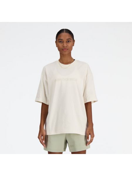 T-shirt en coton en jersey oversize New Balance beige