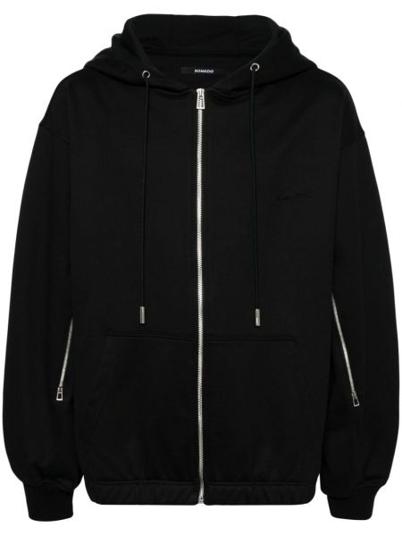 Pamučna hoodie s kapuljačom s vezom Songzio crna