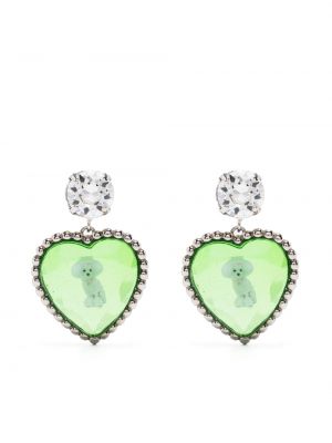 Orecchini con cristalli con motivo a cuore Safsafu verde