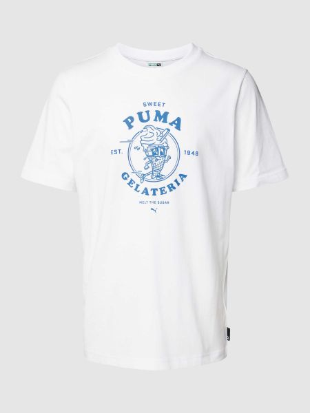 Koszulka bawełniana z nadrukiem Puma Performance biała