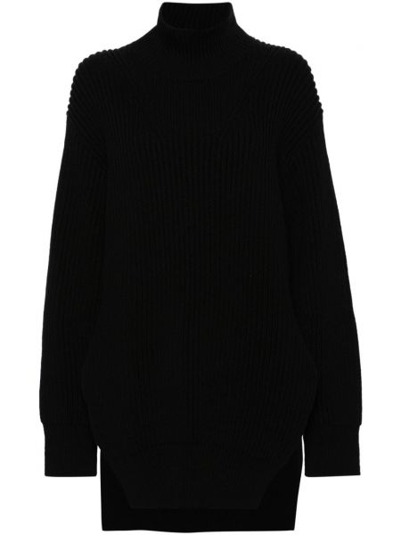 Μάλλινος μακρύ πουλόβερ chunky Jil Sander μαύρο