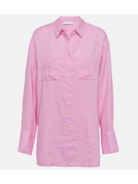 Λινό πουκάμισο Heidi Klein ροζ