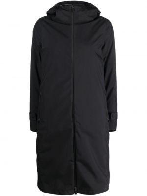 Černý kabát na zip s kapucí Herno