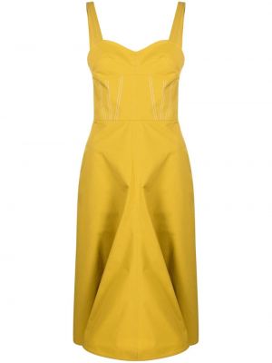 Sukienka midi bez rękawów Victoria Beckham żółta