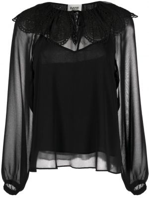Прозрачна блуза с дантела Claudie Pierlot черно