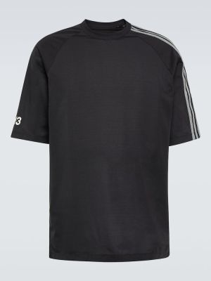 Jersey gestreifte t-shirt aus baumwoll Y-3 schwarz