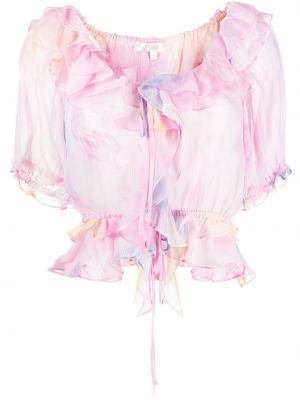 Блуза с волани Loveshackfancy розово