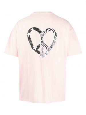 Raštuotas medvilninis marškinėliai su širdelėmis Five Cm rožinė