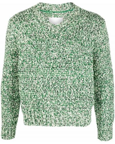 Pull en tricot à col v Maison Margiela vert