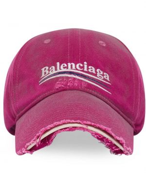 Шапка с козирки бродирана с протрити краища Balenciaga розово