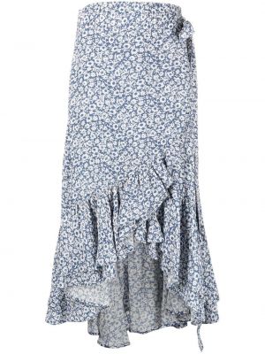 Kvetinová bavlnená sukňa s výšivkou Polo Ralph Lauren modrá