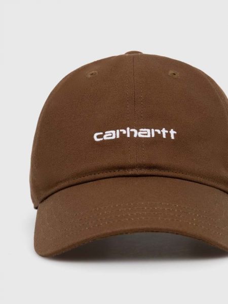Хлопковая кепка с аппликацией Carhartt Wip коричневая