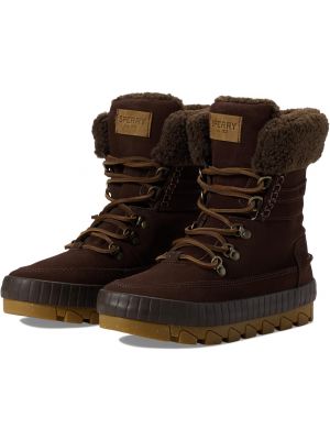 Замшевые зимние ботинки на шнуровке Sperry коричневые