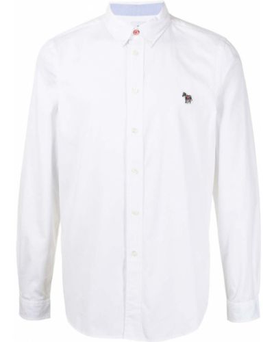 Bombažna srajca z zebra vzorcem Ps Paul Smith bela