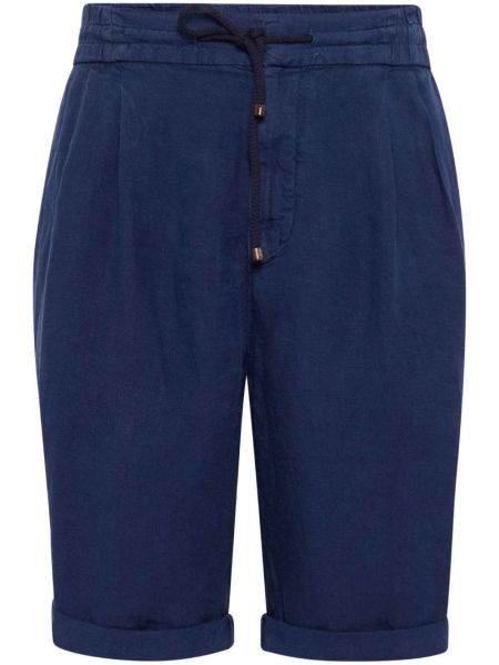 Lanene bermuda kratke hlače Brunello Cucinelli modra