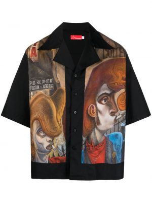 Βαμβακερό πουκάμισο με σχέδιο Charles Jeffrey Loverboy μαύρο