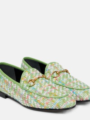 Pantofi loafer din tweed Gucci verde
