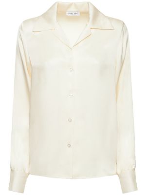 Копринена сатенена риза Anine Bing бяло