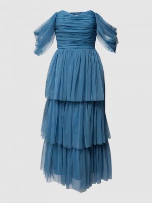 Sukienka koktajlowa Lace & Beads błękitna