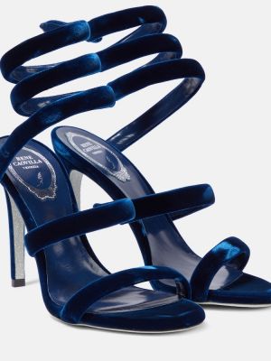 Sametové sandály René Caovilla modré