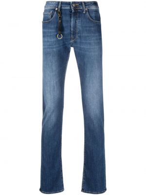 Straight leg jeans a vita bassa Incotex blu