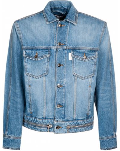 Bavlnená džínsová bunda na gombíky Balmain modrá