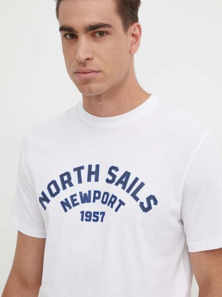 Koszulka bawełniana z nadrukiem North Sails biała