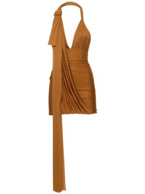 Jersey mini obleka iz viskoze z draperijo Blumarine oranžna