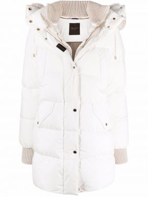 Пухено ватирано палто с качулка Moorer бяло