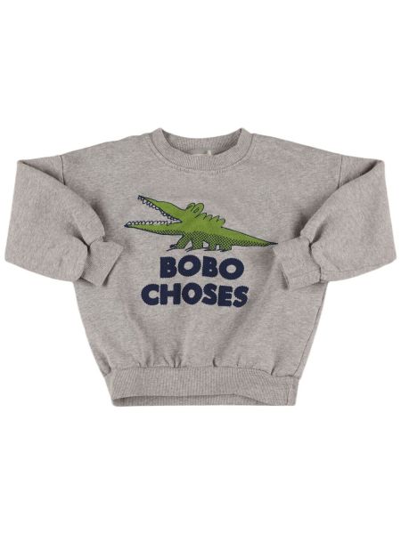 Trykt bomull sweatshirt for jenter Bobo Choses grå