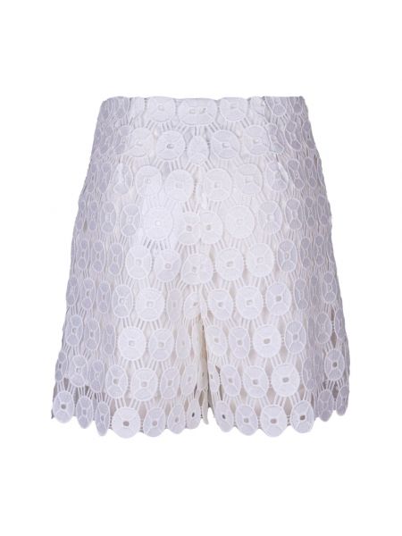Mini falda de cintura alta de algodón Erika Cavallini blanco