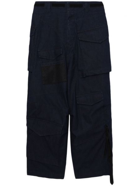 Voľné bavlnené cargo nohavice Junya Watanabe modrá