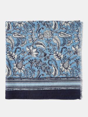 Bufanda de algodón de flores Tintoretto azul