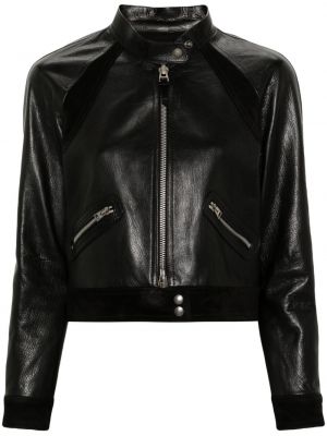 Kožená bunda na zips Tom Ford čierna