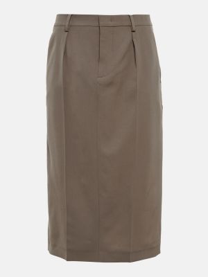 Vlnená dlhá sukňa s nízkym pásom Jean Paul Gaultier hnedá