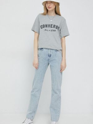 Pamučna majica Converse siva