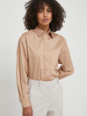 Beżowa koszula bawełniana relaxed fit Calvin Klein
