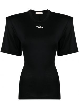 Βαμβακερή μπλούζα με κέντημα Ssheena μαύρο
