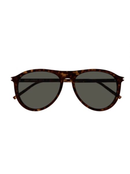 Gafas de sol de cuero Saint Laurent marrón