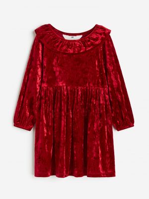 Красное велюровое платье H&m