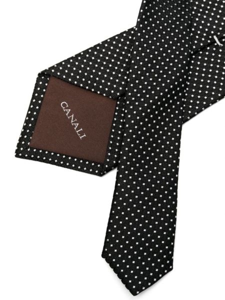 Žakárová hedvábná kravata Canali černá