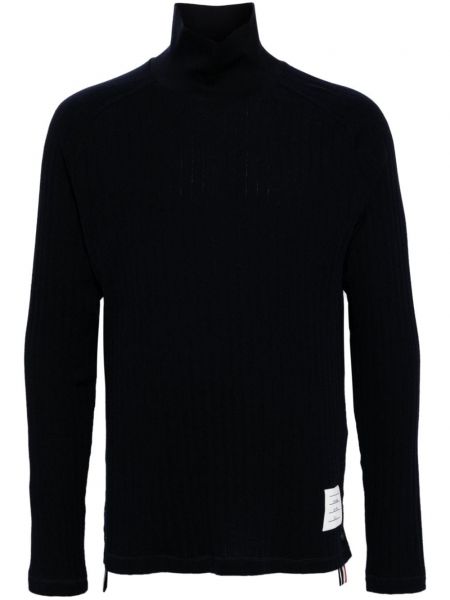 Вълнен дълъг пуловер Thom Browne синьо