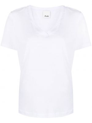 Памучна тениска с v-образно деколте Allude бяло