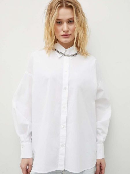 Bavlněná košile relaxed fit Drykorn bílá