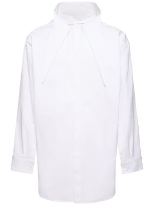 Βαμβακερό πουκάμισο ντραπέ Jil Sander λευκό