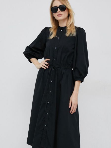 Bavlněné midi šaty Polo Ralph Lauren černé