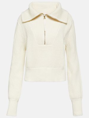 Bavlnený sveter na zips Varley biela