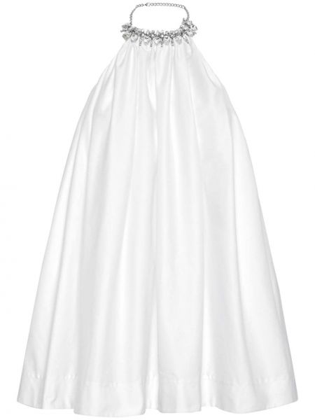 Βαμβακερή μini φόρεμα με πετραδάκια Philipp Plein λευκό