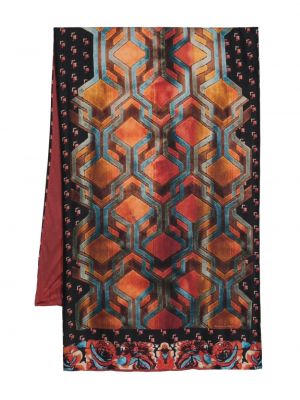 Fular de mătase cu imagine cu imprimeu geometric Pierre-louis Mascia roșu