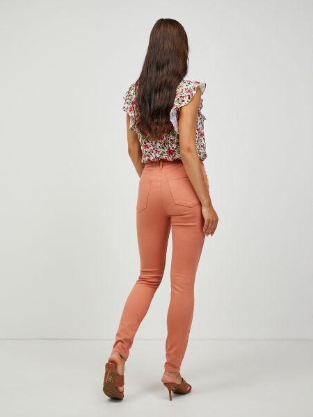 Kalhoty skinny fit Camaieu oranžové
